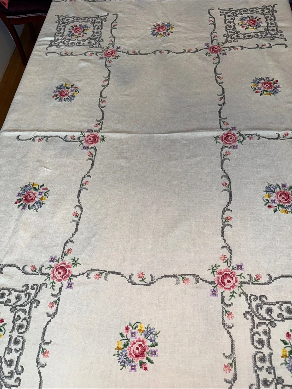 Antique linen tablecloth